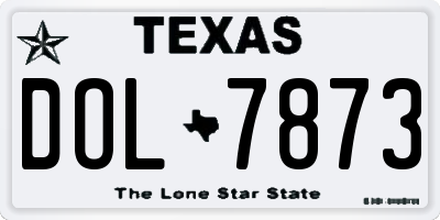 TX license plate DOL7873