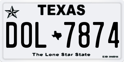 TX license plate DOL7874
