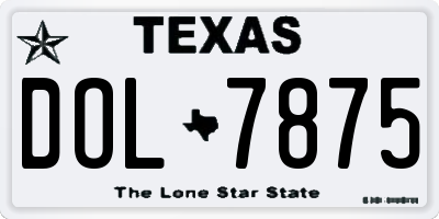 TX license plate DOL7875
