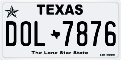 TX license plate DOL7876