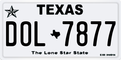 TX license plate DOL7877