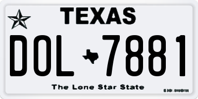 TX license plate DOL7881