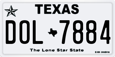 TX license plate DOL7884