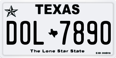 TX license plate DOL7890