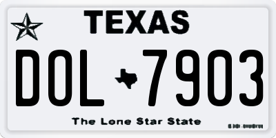 TX license plate DOL7903