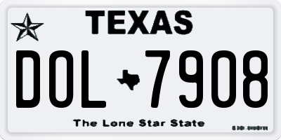 TX license plate DOL7908