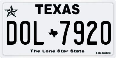 TX license plate DOL7920