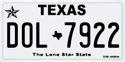 TX license plate DOL7922