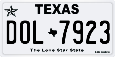TX license plate DOL7923