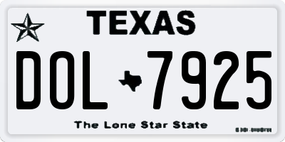 TX license plate DOL7925
