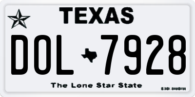 TX license plate DOL7928