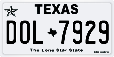 TX license plate DOL7929