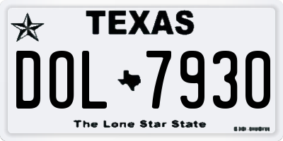 TX license plate DOL7930