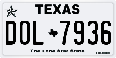 TX license plate DOL7936
