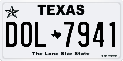 TX license plate DOL7941