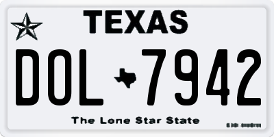 TX license plate DOL7942