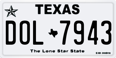 TX license plate DOL7943