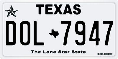 TX license plate DOL7947