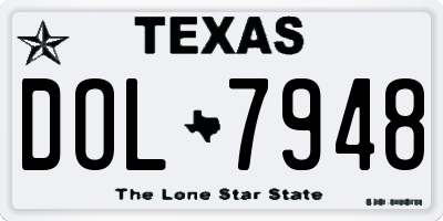 TX license plate DOL7948