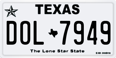 TX license plate DOL7949