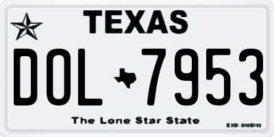 TX license plate DOL7953