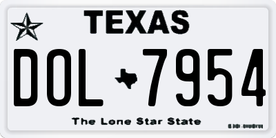 TX license plate DOL7954