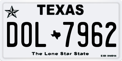 TX license plate DOL7962