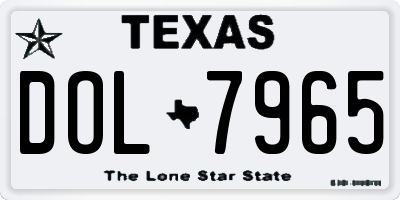 TX license plate DOL7965