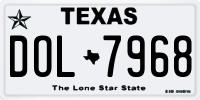 TX license plate DOL7968