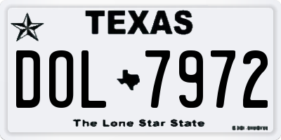 TX license plate DOL7972