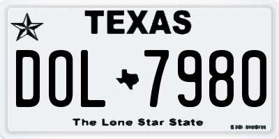 TX license plate DOL7980
