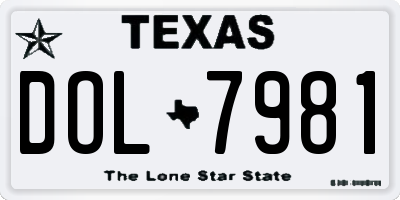 TX license plate DOL7981