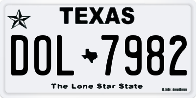 TX license plate DOL7982