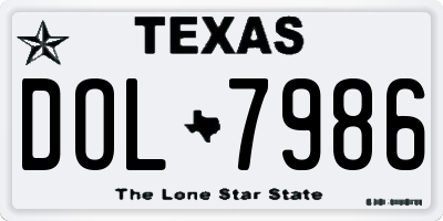 TX license plate DOL7986