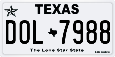 TX license plate DOL7988