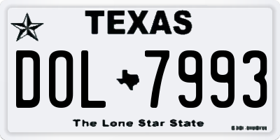 TX license plate DOL7993