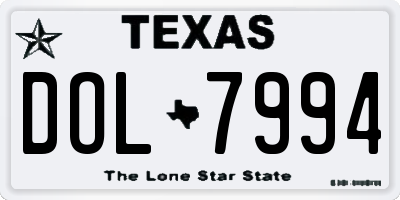 TX license plate DOL7994