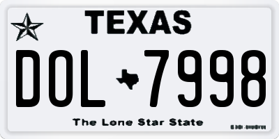 TX license plate DOL7998