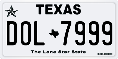 TX license plate DOL7999