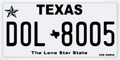 TX license plate DOL8005