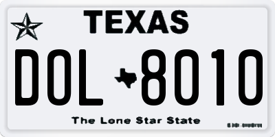 TX license plate DOL8010