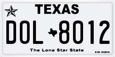 TX license plate DOL8012