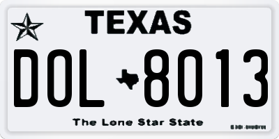 TX license plate DOL8013