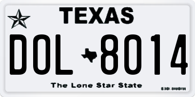 TX license plate DOL8014