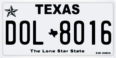 TX license plate DOL8016