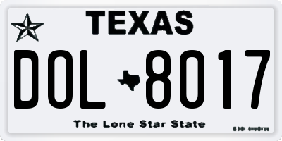TX license plate DOL8017