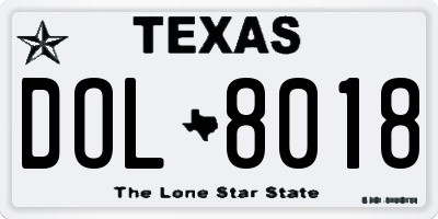 TX license plate DOL8018