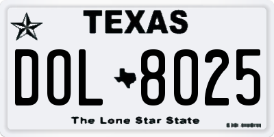 TX license plate DOL8025