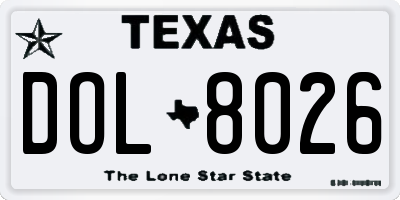 TX license plate DOL8026