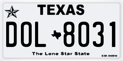 TX license plate DOL8031